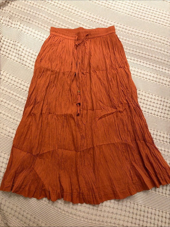 zen ethic Dresses & Skirts - NWOT Boho Crinkle Tiered Maxi Skirt - Rust Orange- Medium